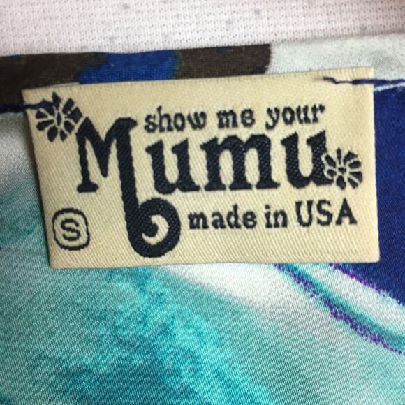 Show Me Your Mumu Green  Blue Floral Jamie Tunic/ Mini Dress Small - Picture 7 of 10